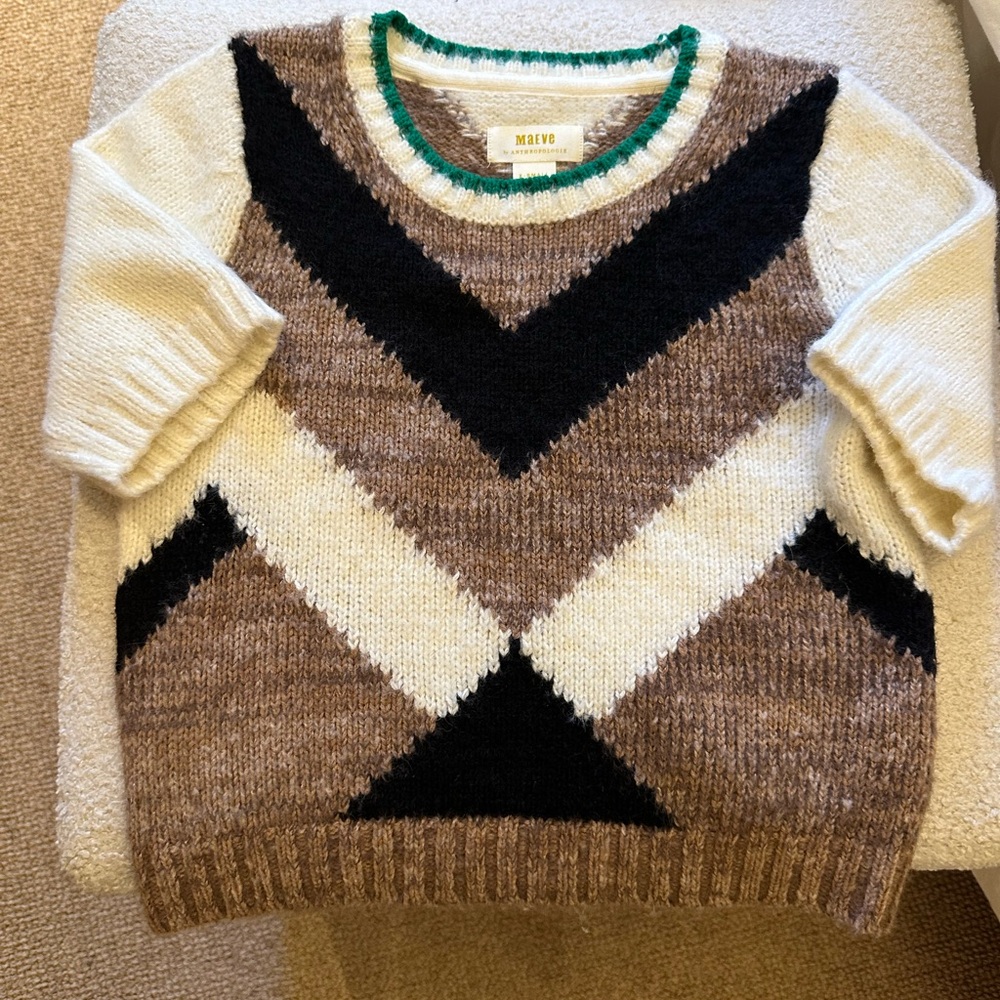 Maeve Brown and Black Geometric Sweater